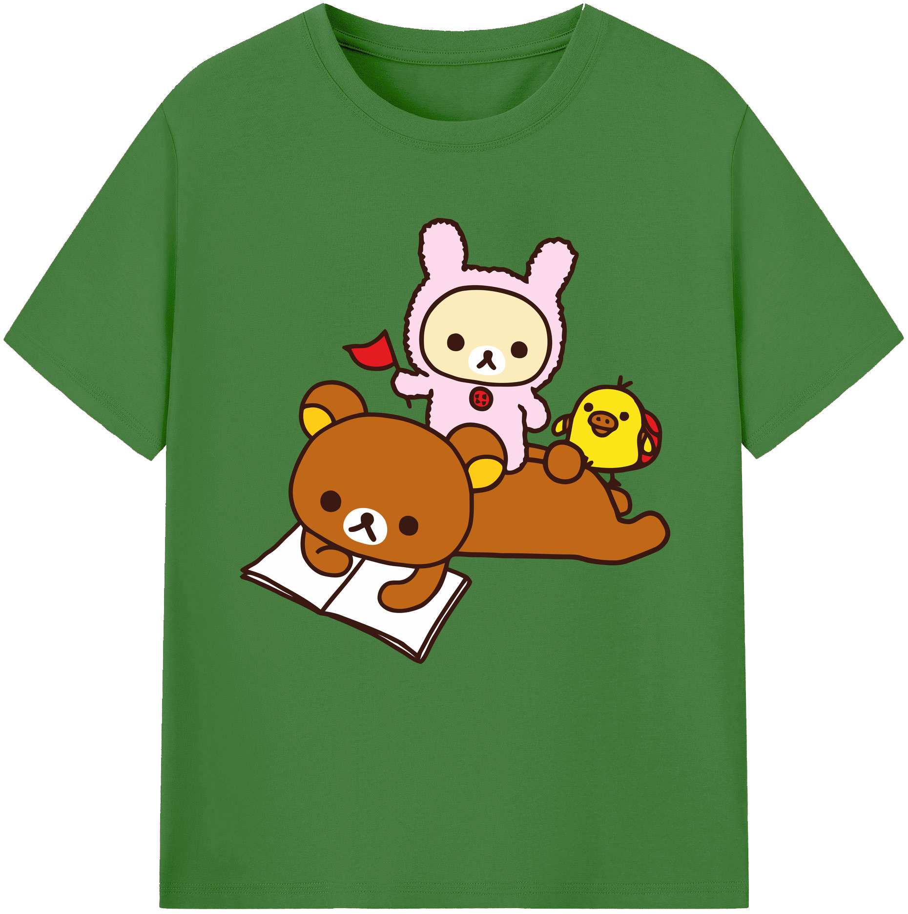 （画像用） リラックマ リラックマ キイロイトリ Rilakkuma Korilakkuma Kiiroitori レディースカジュアルプリントTシャツ（綿100％）